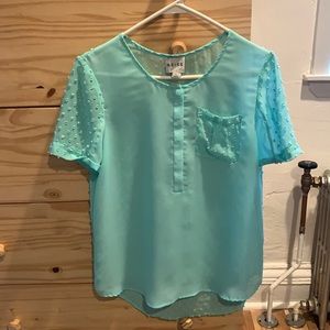 REISS blue textured blouse, size 4